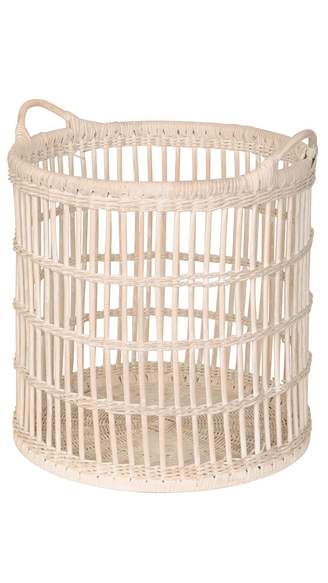 KOUBOO Rattan Open Weave Storage Basket, Large, White-Wash