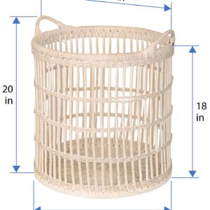 KOUBOO Rattan Open Weave Storage Basket, Large, White-Wash