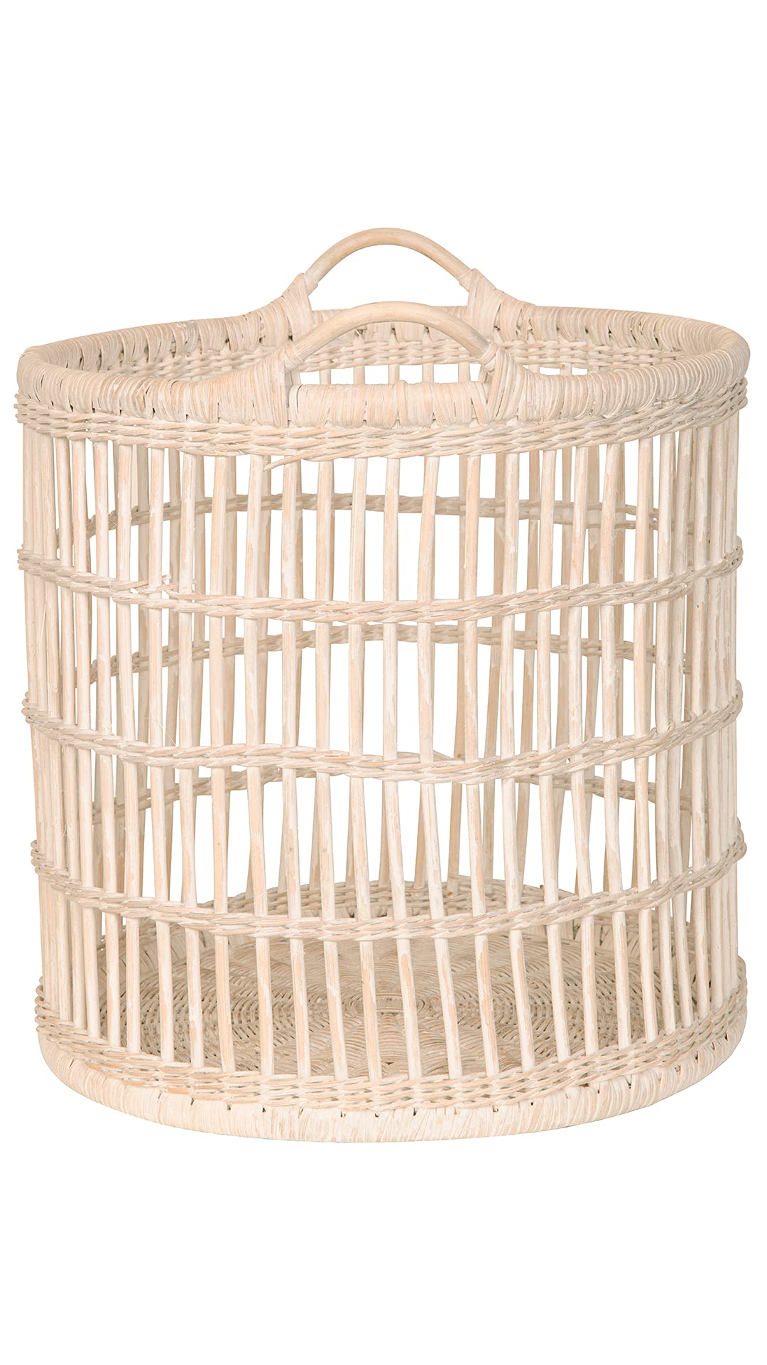 KOUBOO Rattan Open Weave Storage Basket, Large, White-Wash