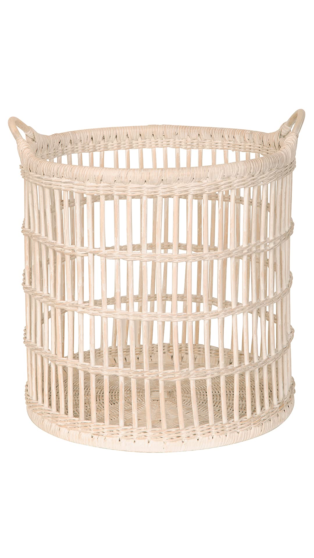 KOUBOO Rattan Open Weave Storage Basket, Large, White-Wash