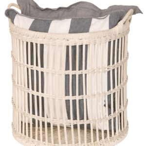 KOUBOO Rattan Open Weave Storage Basket, Large, White-Wash