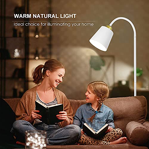 ASCELINA Floor Lamp,Industrial Floor Lamp Height Adjustable 360°Rotation Lampshade Modern Standing Lamp, Metal Heads Indoor Task Lighting for Living Room Bedroom Office （White）