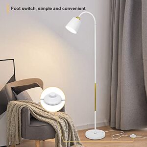 ASCELINA Floor Lamp,Industrial Floor Lamp Height Adjustable 360°Rotation Lampshade Modern Standing Lamp, Metal Heads Indoor Task Lighting for Living Room Bedroom Office （White）