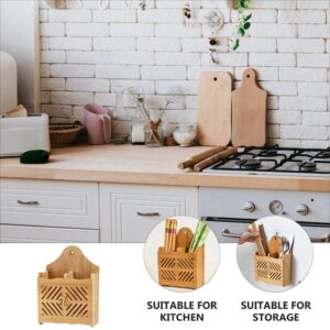 DOITOOL Bamboo Drying Rack Wall Mounted Clothes Drying Rack Wall Mounted Utensil Holder Utensil Drying Rack Flatware Hanging Organizer for Spoons Forks Chopsticks Wall Mounted Drying Rack