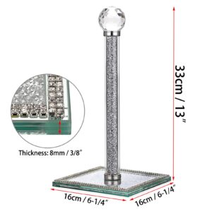 JUXYES Vertical Countertop Paper Towel Roll Holder Rack, Upright Paper Holder Crushed Diamond Standup Paper Towel Holder for Kitchen Dining Room Bathroom, 13" Height Freestanding Paper Roll Holder