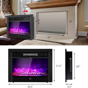 Topment 28.5" Recessed Electric Fireplace, Freestanding Fireplace Insert with Touch Screen Control Panel, Remote Control, Over-Heating Protection, 750-1500W Recessed in-Wall Heater with Timer
