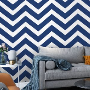 17.3"x118" Peel and Stick Wallpaper White and Blue Stripe Wallpaper Removable Stripe Contact Paper Self-Adhesive Waterproof Wallpaper Decorative Wall Covering Cabinets Furniture Countertop Vinyl Film