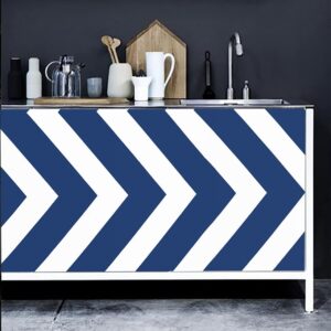 17.3"x118" Peel and Stick Wallpaper White and Blue Stripe Wallpaper Removable Stripe Contact Paper Self-Adhesive Waterproof Wallpaper Decorative Wall Covering Cabinets Furniture Countertop Vinyl Film