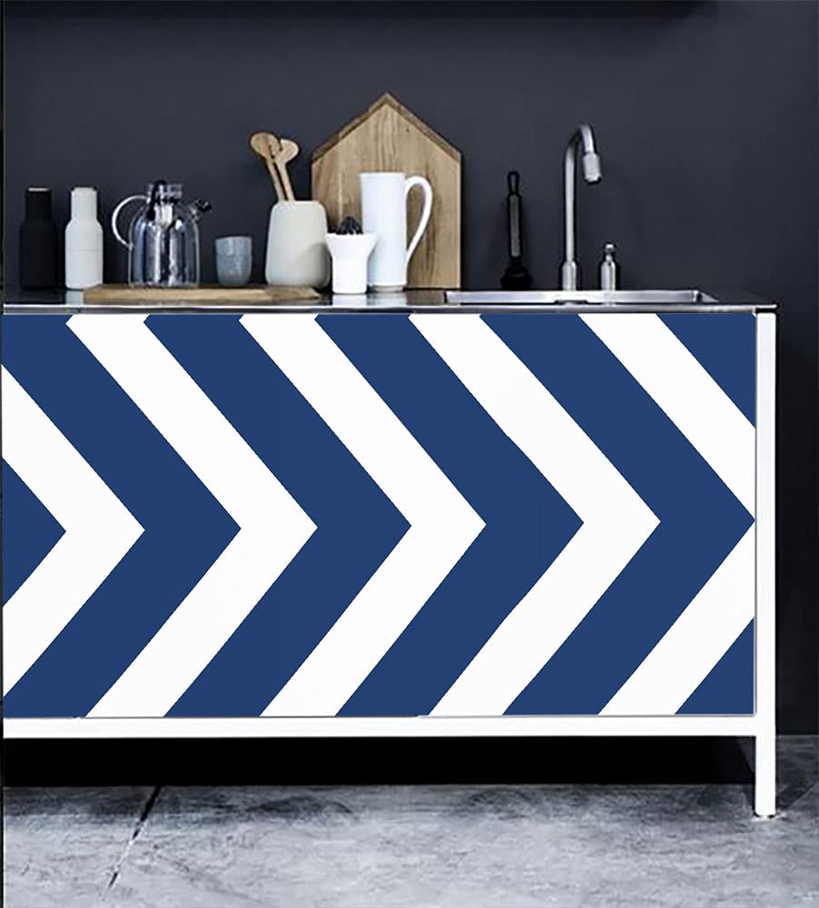 17.3"x118" Peel and Stick Wallpaper White and Blue Stripe Wallpaper Removable Stripe Contact Paper Self-Adhesive Waterproof Wallpaper Decorative Wall Covering Cabinets Furniture Countertop Vinyl Film