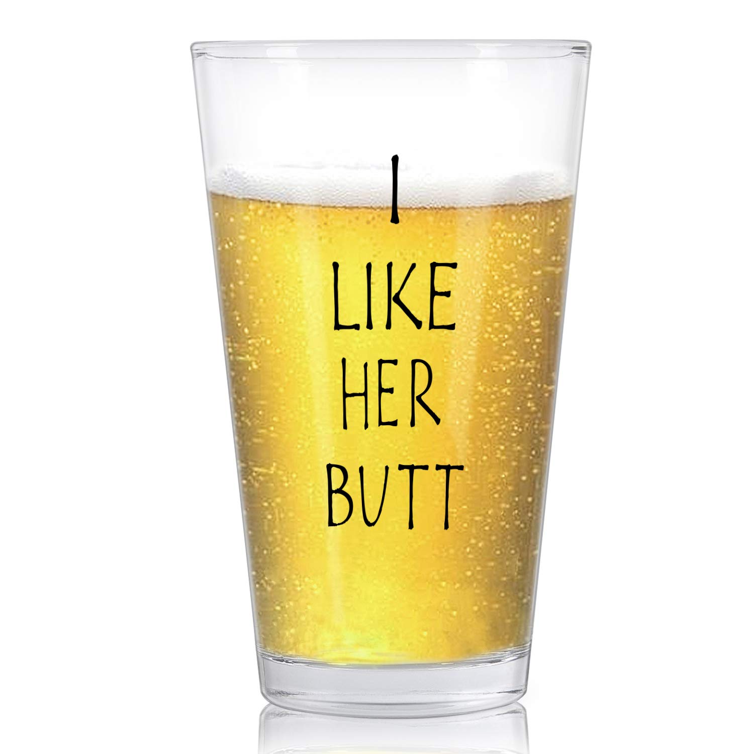 I Like His Beard Stemless Wine Glass and I Like Her Butt Beer Glass Set for Couples, Wife Husband, Fiance Fiancee, Gift Idea for Engagement, Wedding, Christmas, Bridal Shower, Valentine's Day, 15Oz