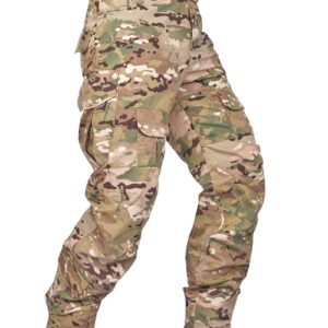 OCANXUE Men's Tactical Pants Camo Cargo Pants Ripstop Work Hiking Pants with 10 Pockets No Belt Size 36