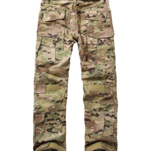 OCANXUE Men's Tactical Pants Camo Cargo Pants Ripstop Work Hiking Pants with 10 Pockets No Belt Size 36