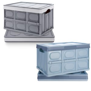 homde collapsible storage bins bundle: 2 gray storage boxes and 2 blue storage boxes (large)