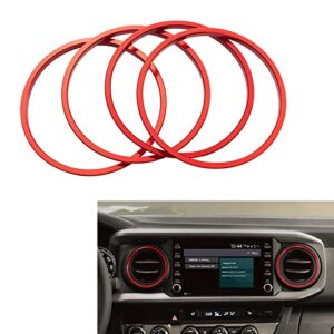 jdmcar compatible with toyota tacoma accessories 2016-2022 2023 premium aluminum alloy a/c vent ring outer trim decoration covers fit 2016-2023 tacoma a/c outlet vent -(4 pcs set, red)