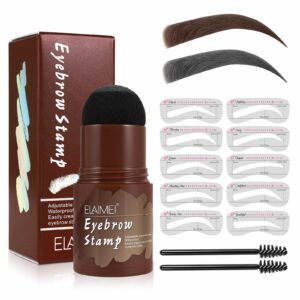 lavan eyebrow stamp stencil kit, long lasting waterproof eyebrow stamp makeup tools with 10 reusable eyebrow stencils, 2 eyebrow pen brushes-2, dark brown, 13 piece set