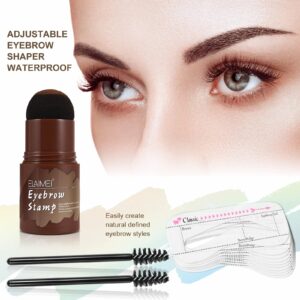 Lavan Eyebrow Stamp Stencil Kit, Long Lasting Waterproof Eyebrow Stamp Makeup Tools with 10 Reusable Eyebrow Stencils, 2 Eyebrow Pen Brushes-2, Dark Brown, 13 Piece Set