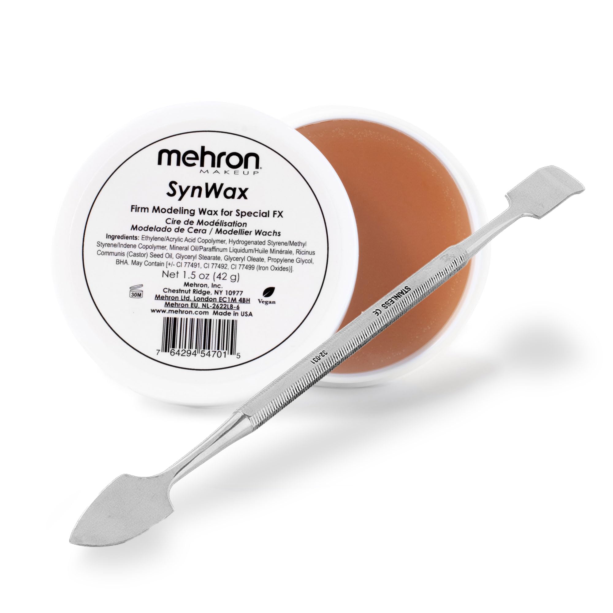 Mehron Makeup SynWax with Double Ended Spatula for Special Effects Costumes Zombies & Injuries, SFX Theatrical Makeup & Halloween - 1.5oz