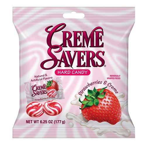 Creme Savers Strawberries and Creme Hard Candy | The Taste of Fresh Strawberries Swirled in Rich Cream | The Original Classic Brought To You By Iconic Candy | 6.25oz Bag