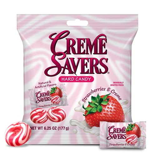 Creme Savers Strawberries and Creme Hard Candy | The Taste of Fresh Strawberries Swirled in Rich Cream | The Original Classic Brought To You By Iconic Candy | 6.25oz Bag