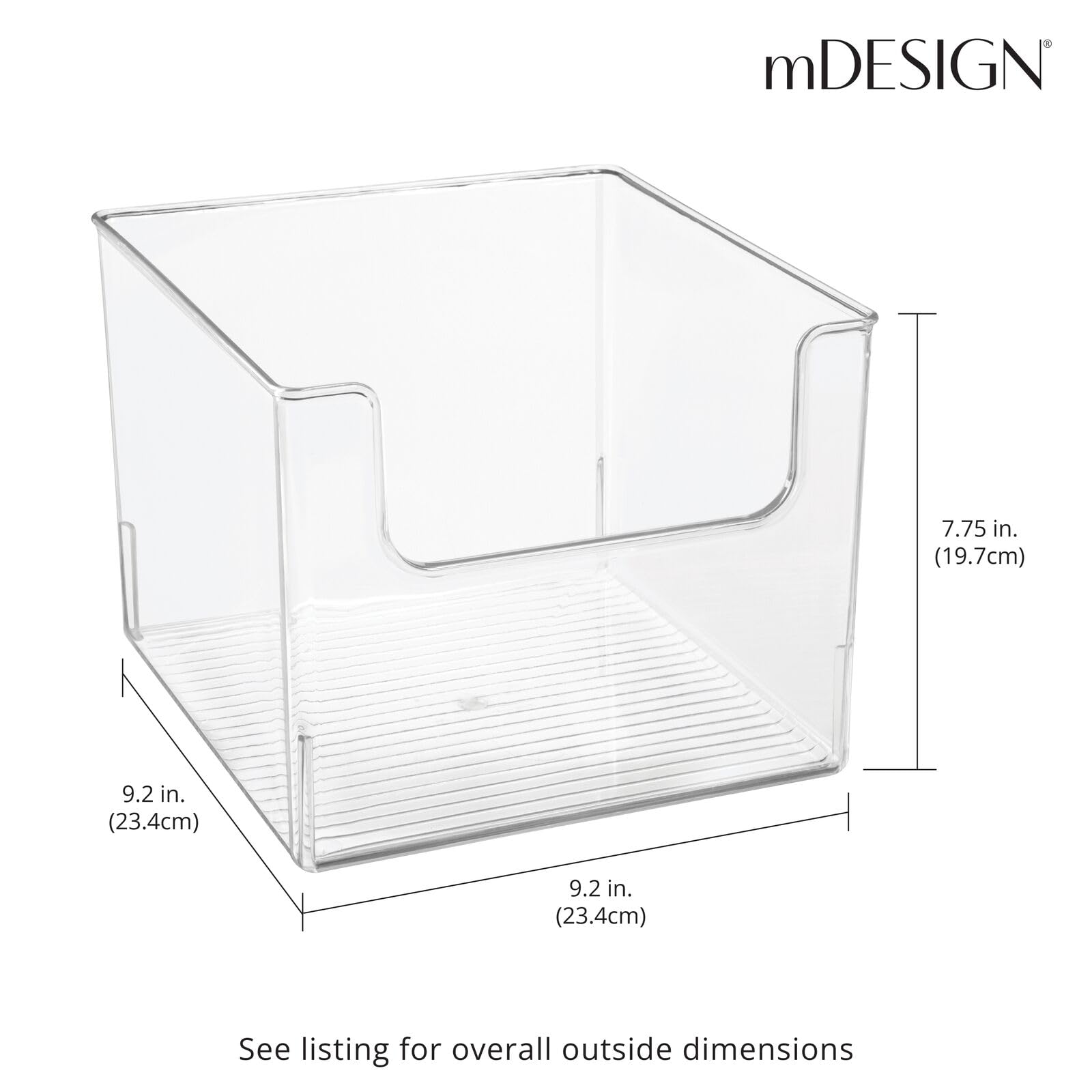 mDesign Deep Plastic Home Storage Organizer Bin - Container for Nursery, Kids Bedroom, Toy or Playroom - Open Front Design - 8 Bins + 24 Labels - Clear