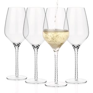 luxbe - wine crystal glasses 19-ounce, set of 4 - red or white wine large glasses - 100% lead-free glass - pinot noir - burgundy - bordeaux - 550ml