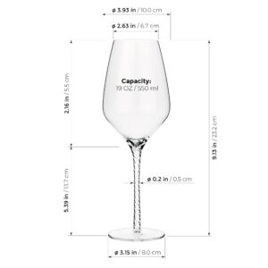 LUXBE - Wine Crystal Glasses 19-ounce, Set of 4 - Red or White Wine Large Glasses - 100% Lead-Free Glass - Pinot Noir - Burgundy - Bordeaux - 550ml