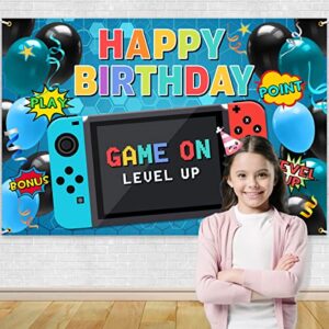 Video Game Party Supplies Happy Birthday Gaming Banner Game on Birthday Party Backdrop,Video Game Backdrop Gaming Party Props Party Accessory Party Decoration Supplies
