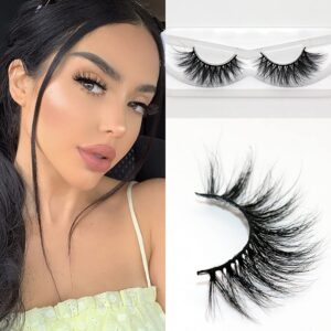 Veleasha Mink Lashes 3D Real Mink Eyelashes Natural Look Wispy Criss-Cross False Lashes 20mm Long Cat Eye Lashes 1 Pair Pack (6D06)