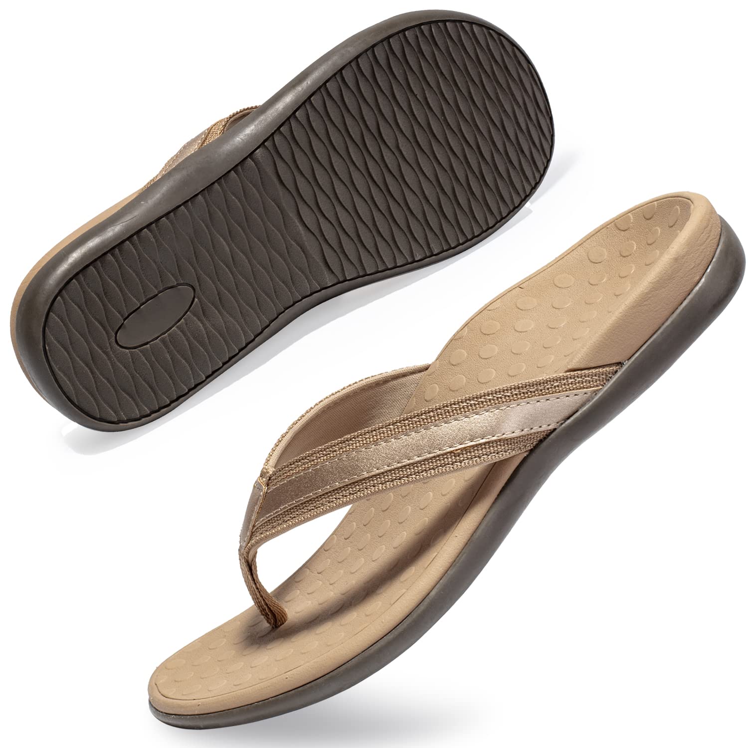 Women's Flip Flops with Arch Support,Best Orthopedic Sandals for Plantar Fasciatis Heel & Foot Pain