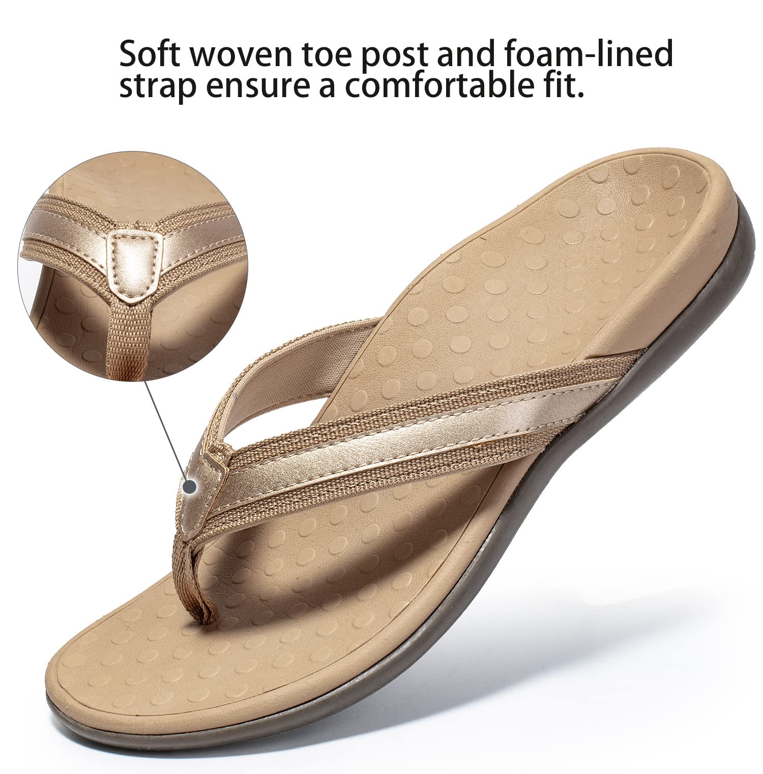 Women's Flip Flops with Arch Support,Best Orthopedic Sandals for Plantar Fasciatis Heel & Foot Pain