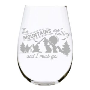 the mountains are calling and i must go stemless wine glass, 17 oz.