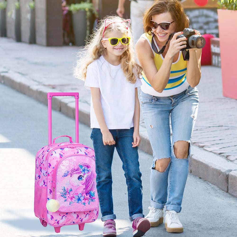 UFNDC Kids Luggage for Girls, Unicorn Suitcase Rolling with Wheels，Travel Carry on for Children Toddler elementary