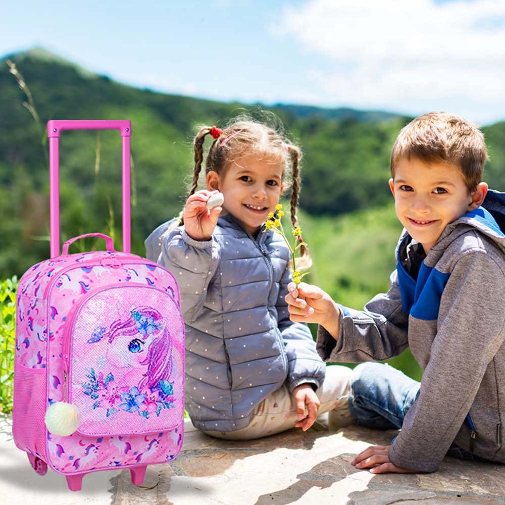 UFNDC Kids Luggage for Girls, Unicorn Suitcase Rolling with Wheels，Travel Carry on for Children Toddler elementary