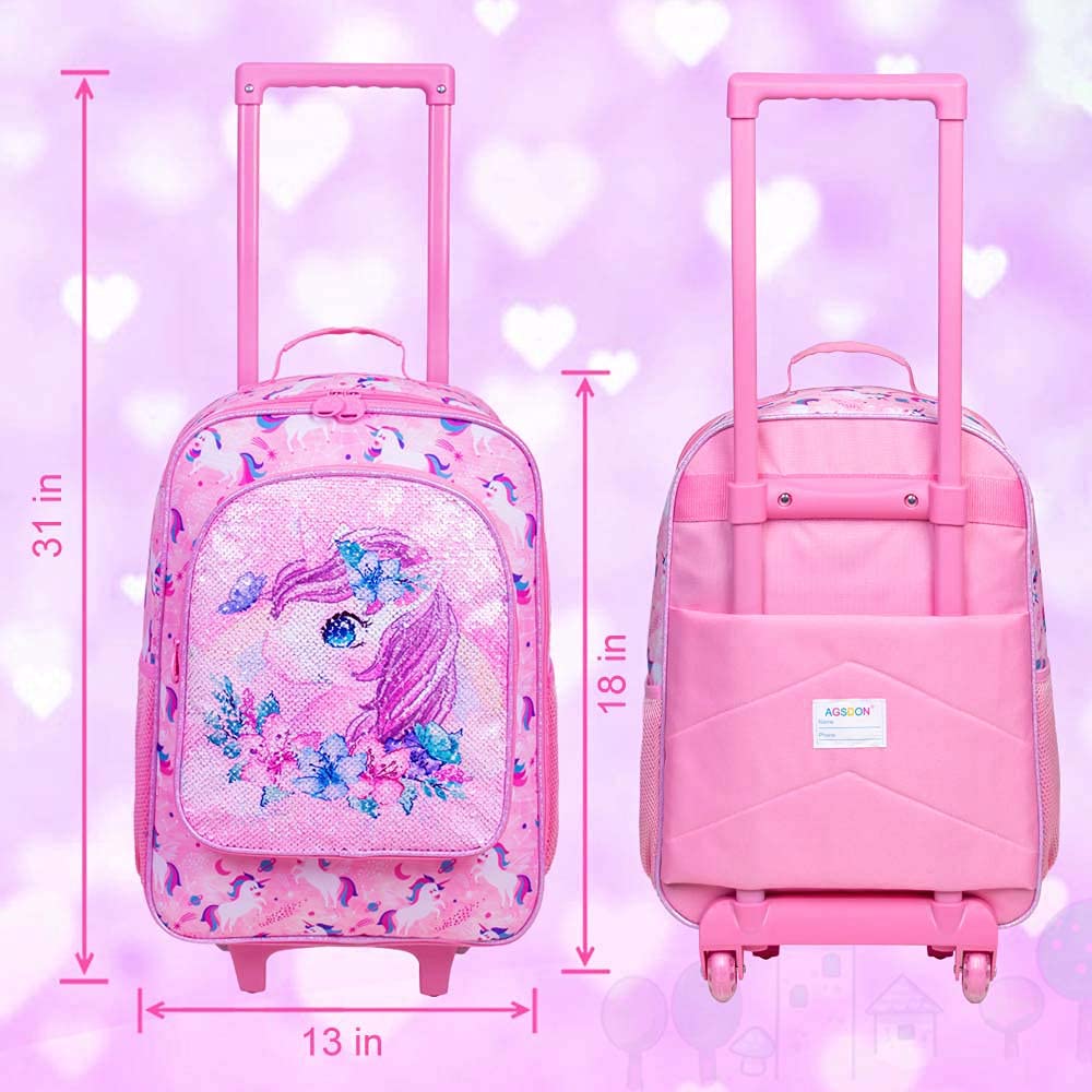 UFNDC Kids Luggage for Girls, Unicorn Suitcase Rolling with Wheels，Travel Carry on for Children Toddler elementary