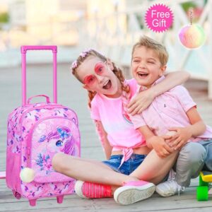 UFNDC Kids Luggage for Girls, Unicorn Suitcase Rolling with Wheels，Travel Carry on for Children Toddler elementary