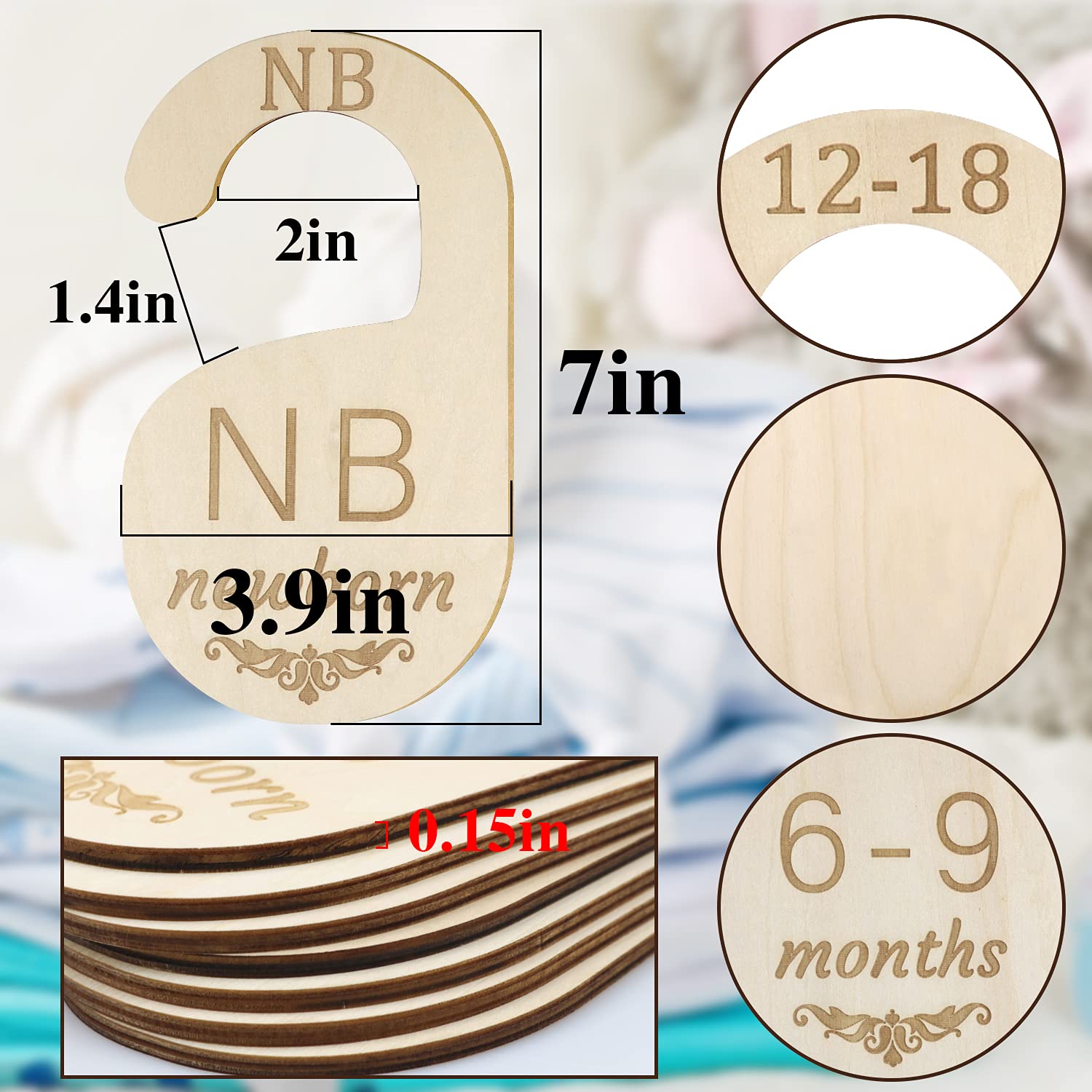 Wooden Baby Closet Divider Double Side and Thicken Baby Closet Organizers Set of 7 Baby Clothes Organizer, Gift Wrapped