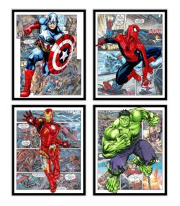 superhero avengers marvel watercolor posters prints pictures wall art decor decorations gifts merch comics characters for boys room nursery kids rooms bedrooms toddlers teens bathrooms girls rooms