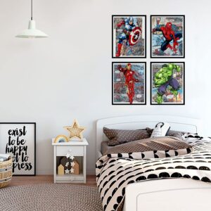 Superhero Avengers Marvel Watercolor Posters Prints Pictures Wall Art Decor Decorations Gifts Merch Comics Characters for Boys Room Nursery Kids Rooms Bedrooms Toddlers Teens Bathrooms Girls Rooms