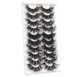 Mink Lashes Dramatic Eyelashes 10 Pairs 5 Styles Fluffy Thick Long 8D Volume False Eye Lashes Pack 22mm Wispy Strip Curly Fake Eyelashes by HeyAlice