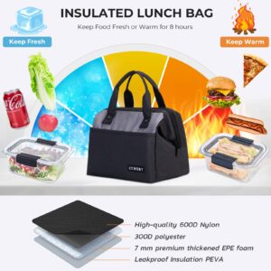 Large Insulated Lunch Bag for Women Men Leakproof Lunch Tote Bags Cooler Bag for Work Travel Adult Thermal Lunch Bags for Office -10L Lunchbox - Black