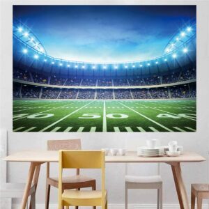 Football Field Backdrop American Football Field AuditoriumLight Rugby Sports Soccer Themed Party Baby Photography Background (7X5FT)