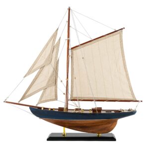 SAILINGSTORY Wooden Sailboat Decor Sailboat Model Boat Decor Ship Model Yacht Navy Antique Finish