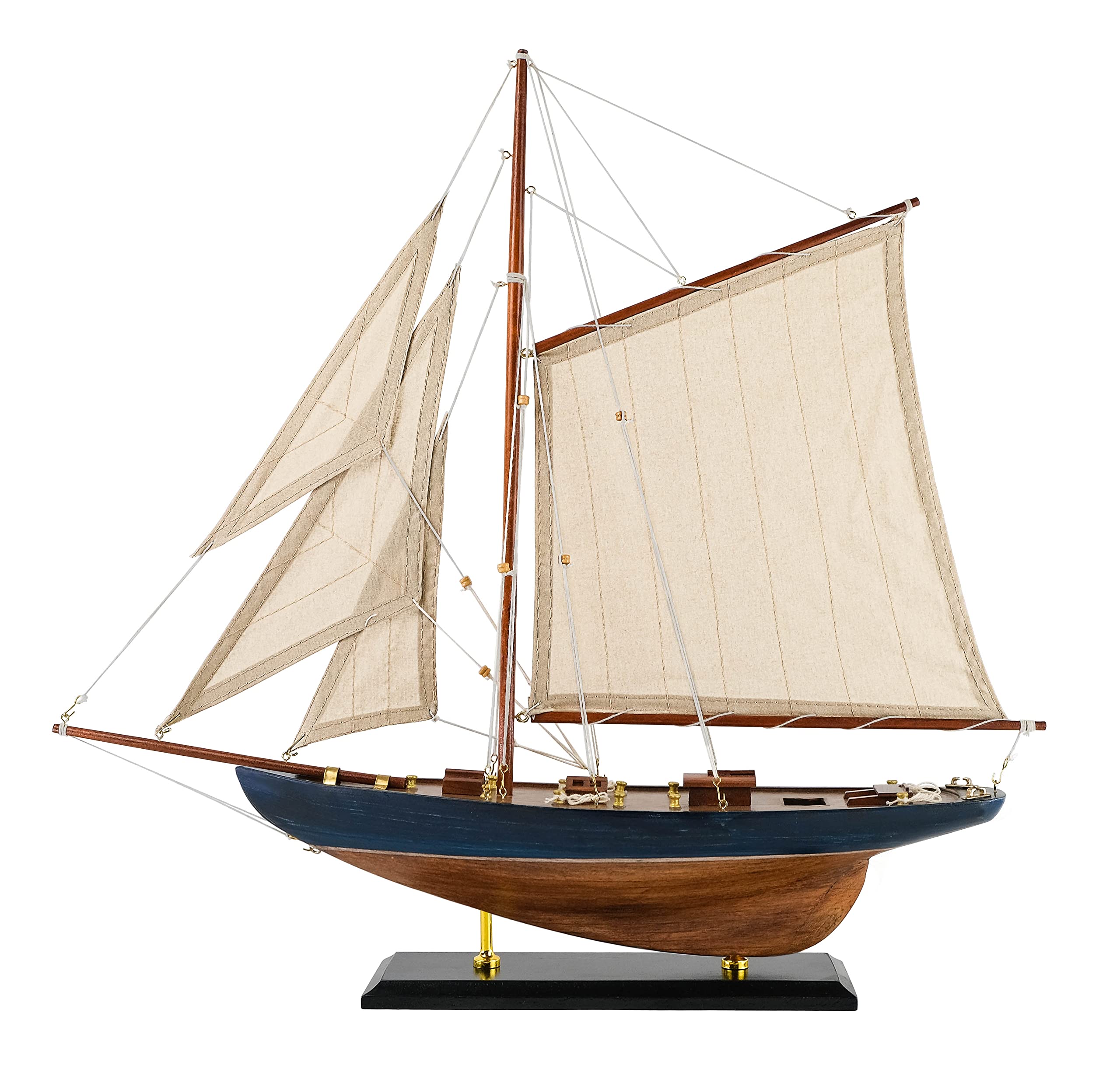 SAILINGSTORY Wooden Sailboat Decor Sailboat Model Boat Decor Ship Model Yacht Navy Antique Finish