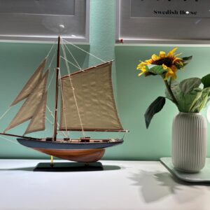 SAILINGSTORY Wooden Sailboat Decor Sailboat Model Boat Decor Ship Model Yacht Navy Antique Finish