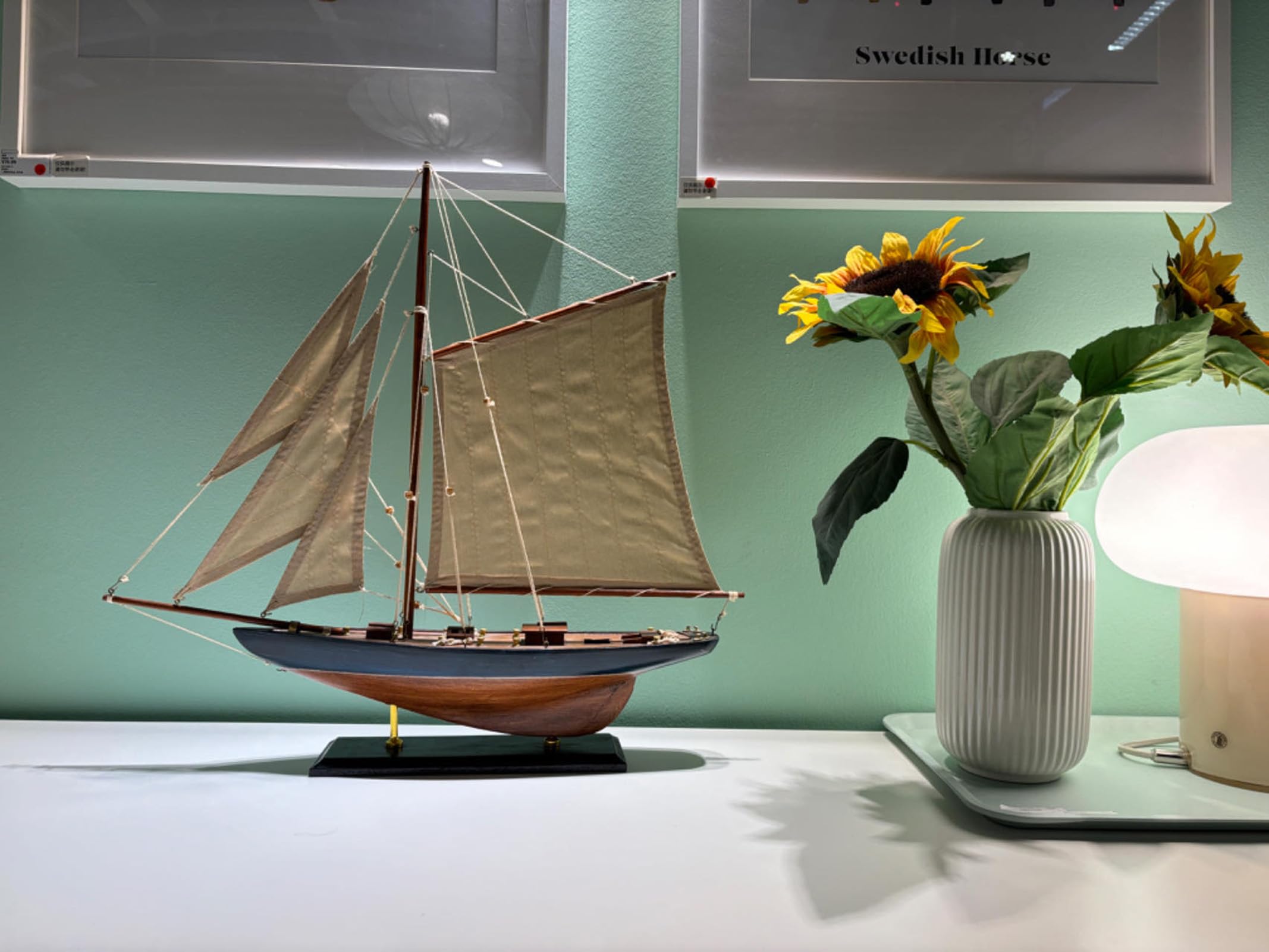 SAILINGSTORY Wooden Sailboat Decor Sailboat Model Boat Decor Ship Model Yacht Navy Antique Finish