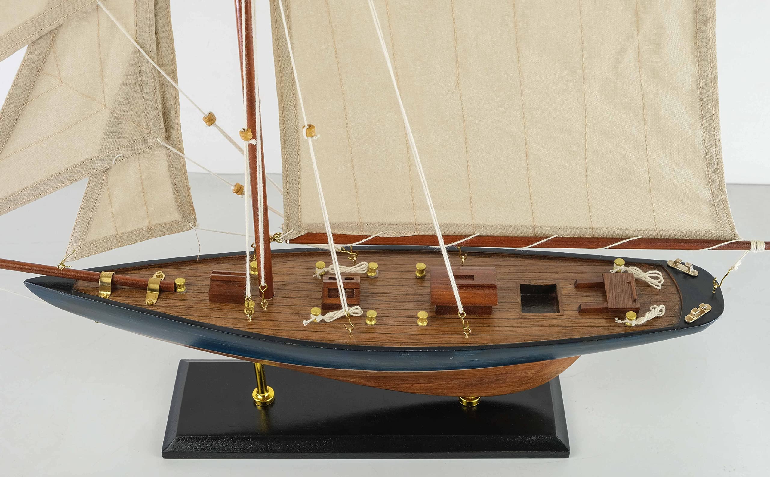 SAILINGSTORY Wooden Sailboat Decor Sailboat Model Boat Decor Ship Model Yacht Navy Antique Finish