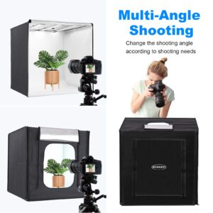 ZKEEZM Photo Studio Light Box Photography 32"x32" with 210 LEDs and 3 Colors Backdrops for Product Photography, Foldable Picture Box with Adjustable Brightness 6000-6500K