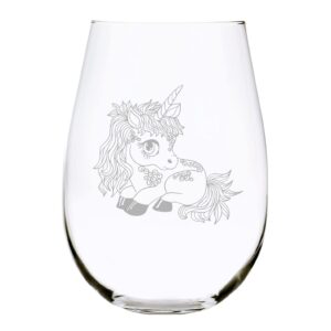 unicorn (u1) stemless wine glass, 17 oz.
