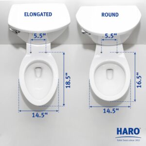 HARO | ROUND Toilet Seat | Slow-Close-Seat | Heavy-Duty up to 550 lbs, Quick-Release & Easy Clean, Fast-Fix-Hinge, No-Slip Bumpers White | Premium-Duroplast > Scratch Resistant | 16.5" x 14.5" x 2.32"