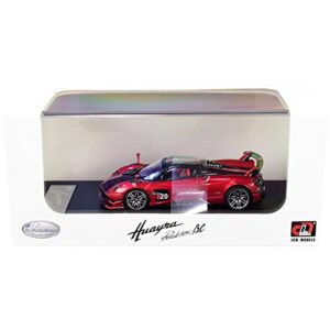 pagani huayra roadster bc red metallic and carbon with red and white stripes 1/64 diecast model car by lcd models 64011 r, lcd64011r
